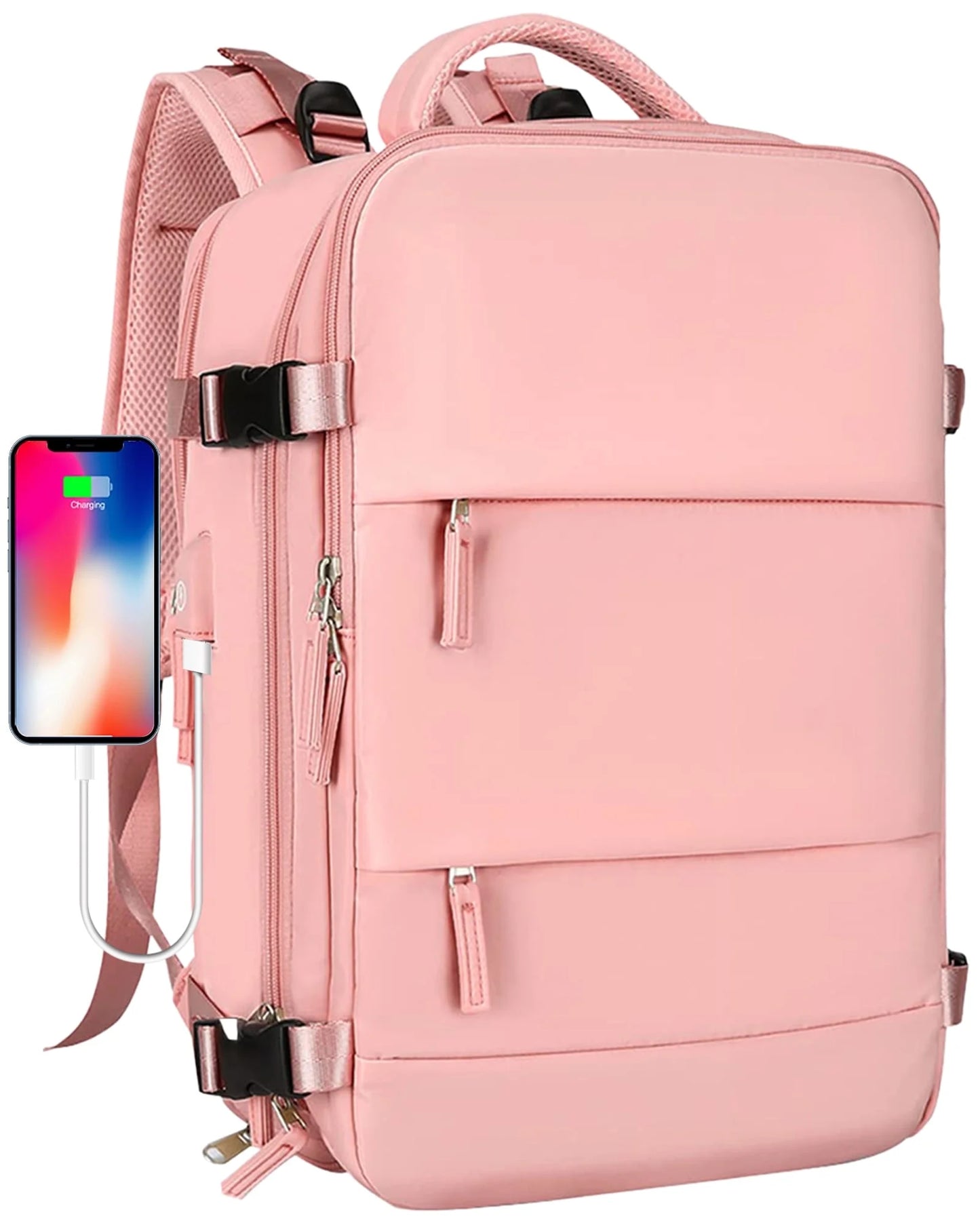 Large Travel Backpack for Women Men Laptop Bag Airline Approved Carry on Backpacks Waterproof anti Theft Gym Bags Hiking Flight Approved Luggage Casual Daypack, Large, Pink