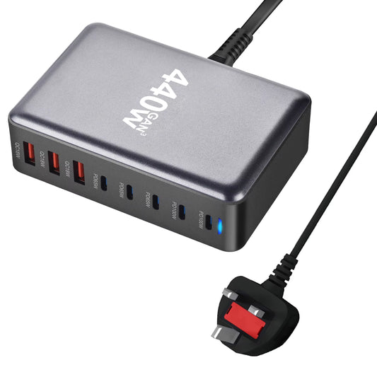 440W Gan Charger USB C Fast Desktop 8-Port USB Type C PD Charger Fast Charge 3.0 USB Type C Fast Charger for Iphone16 15 Samsung